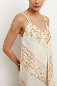 STRAPPY MIDI DRESS "EMBROIDERED"