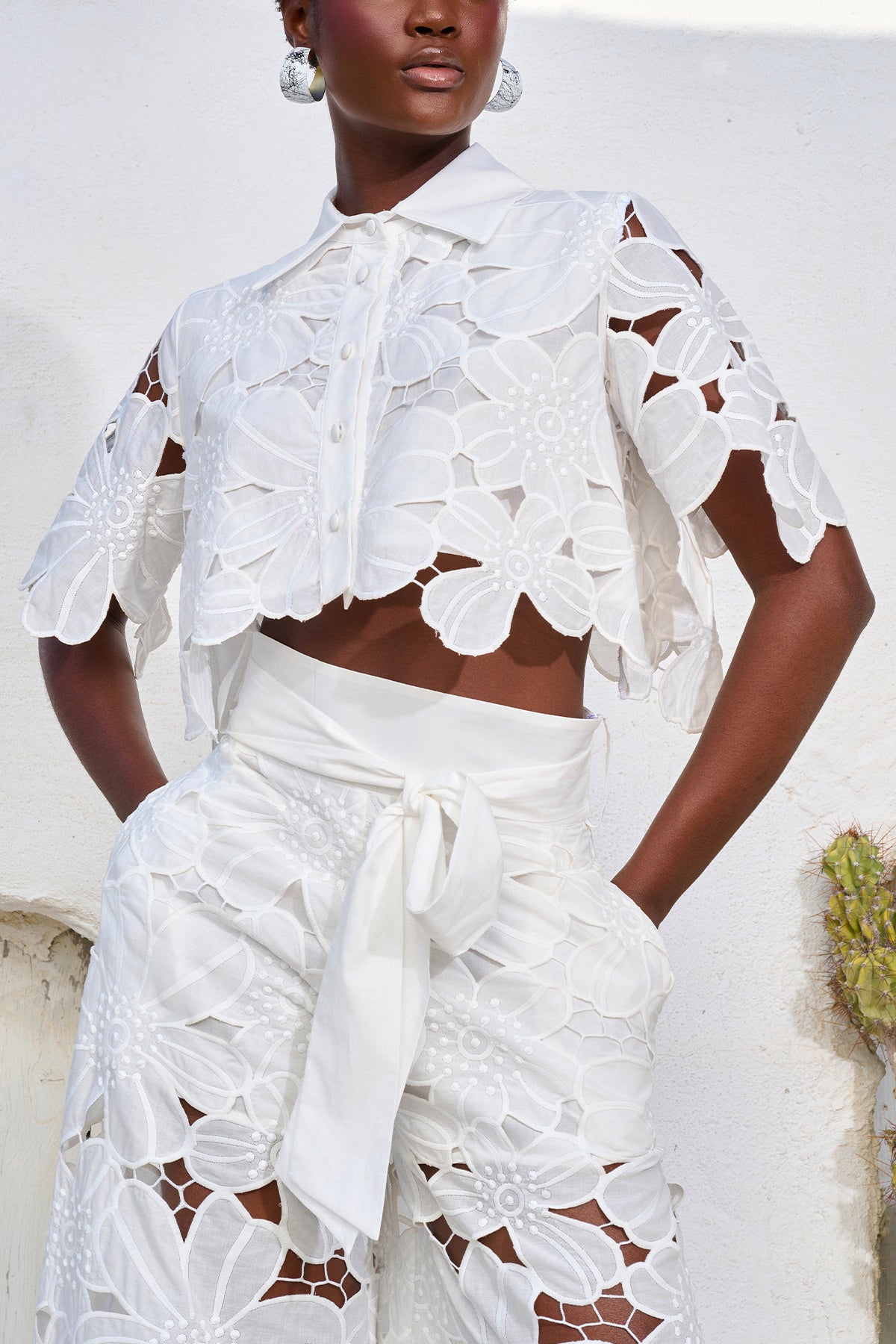 CROPPED LACE BLOUSE "KEA" WHITE