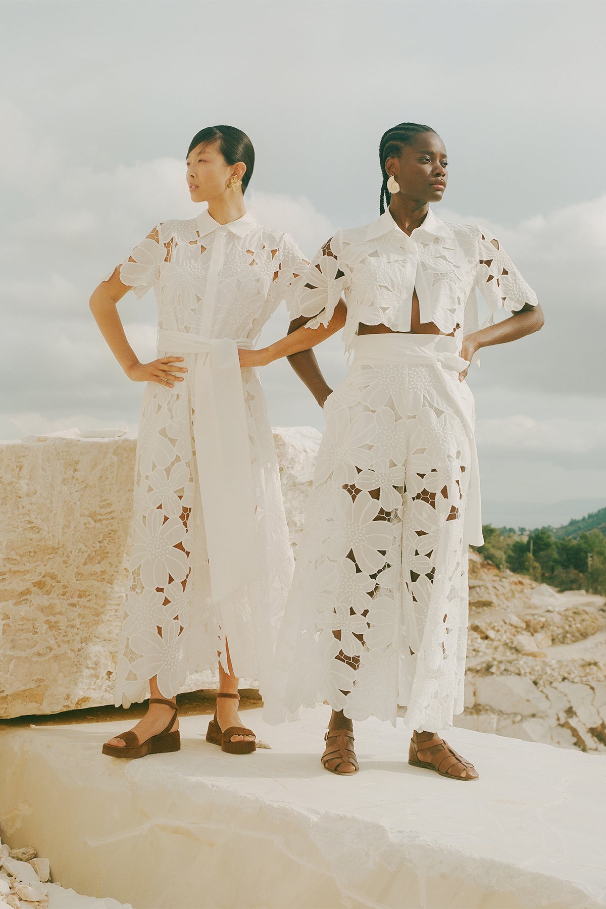 LACE PALAZZO PANTS "KEA" WHITE