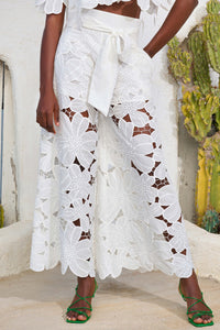 LACE PALAZZO PANTS "KEA" WHITE