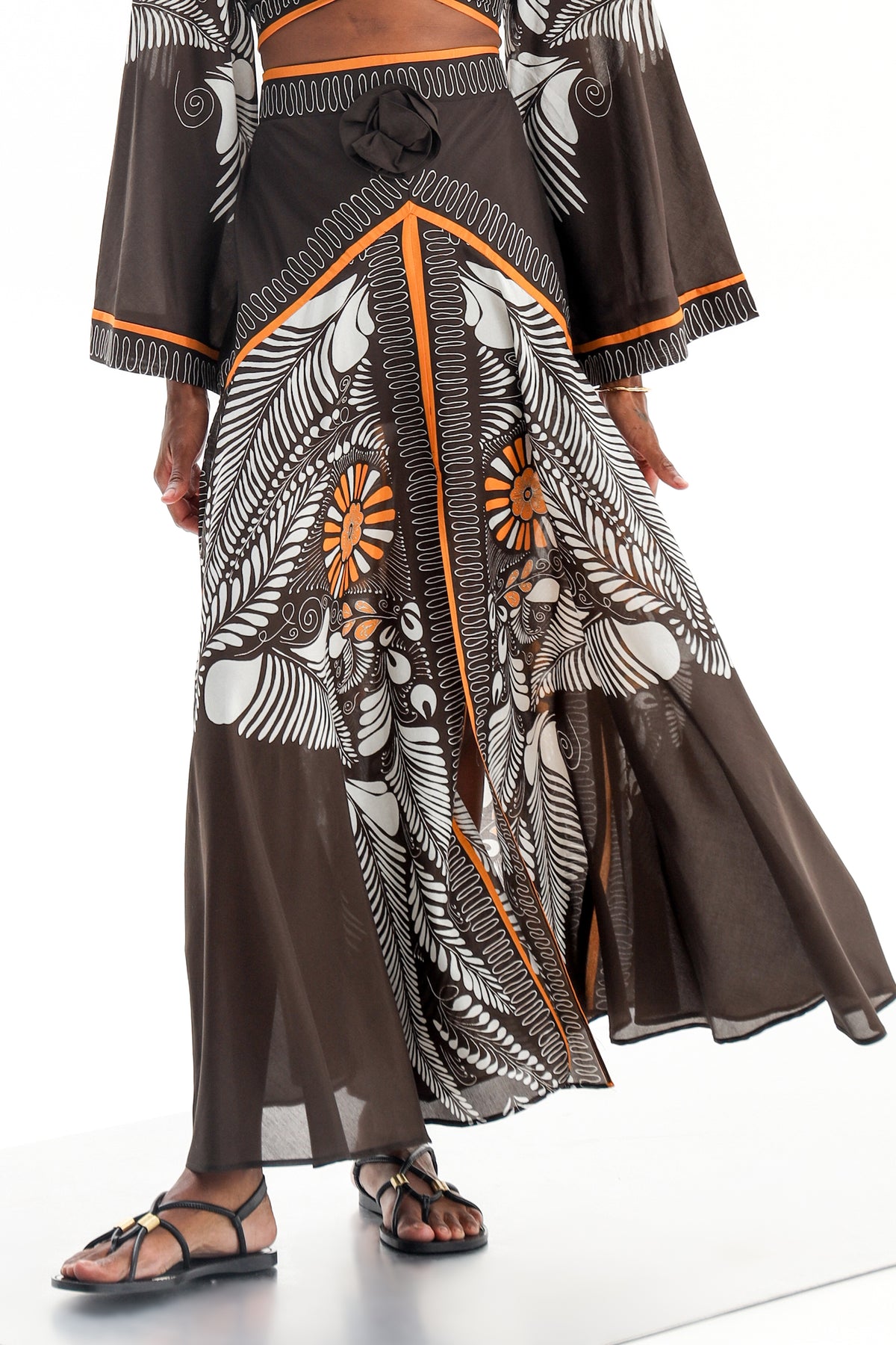 MAXI SKIRT "ALTHEA" BLACK/WHITE/ORANGE