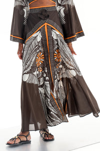 MAXI SKIRT "ALTHEA" BLACK/WHITE/ORANGE