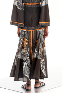 MAXI SKIRT "ALTHEA" BLACK/WHITE/ORANGE