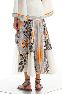 MAXI SKIRT "ALTHEA" WHITE/BLACK/ORANGE