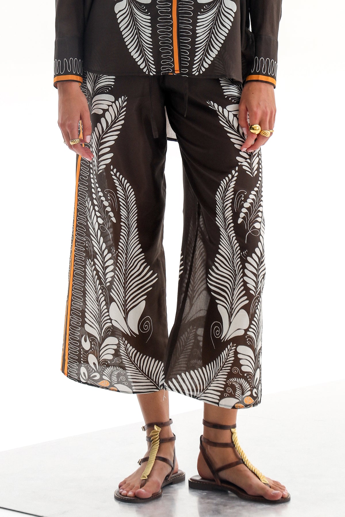 WIDE PANTS "ALTHEA" BLACK/WHITE/ORANGE