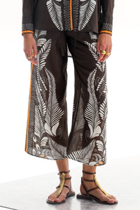 WIDE PANTS "ALTHEA" BLACK/WHITE/ORANGE