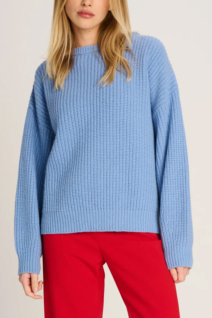 RIBBED CASHMERE PULLOVER PASTEL BLUE