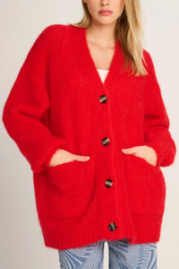 LONG OVERSIZED MOHAIR CARDIGAN "CHARLIE" RED