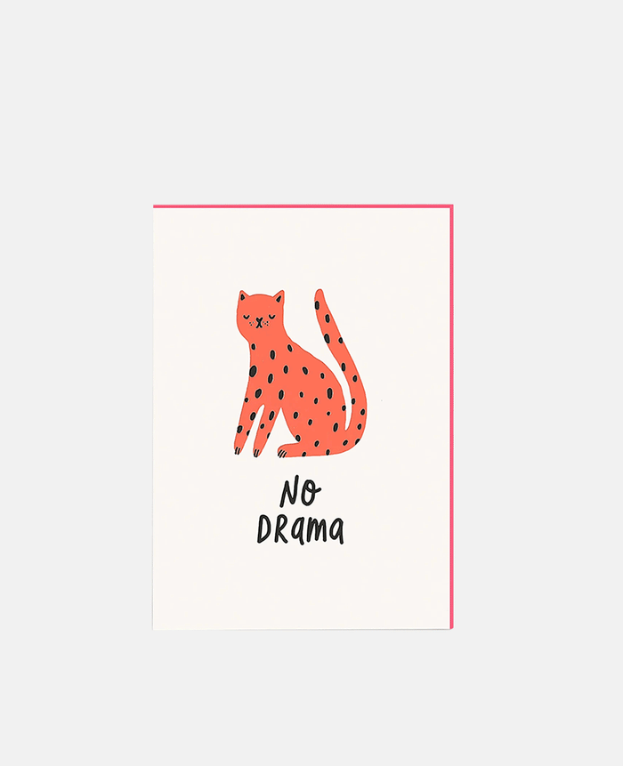 LETTERPRESS CARD "NO DRAMA" ORANGE/CORAL