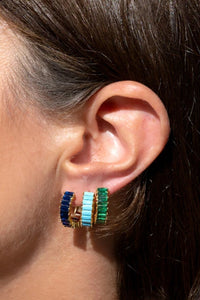 SMALL ZIRCONIA HOOPS "ELLE" GOLD/GREEN