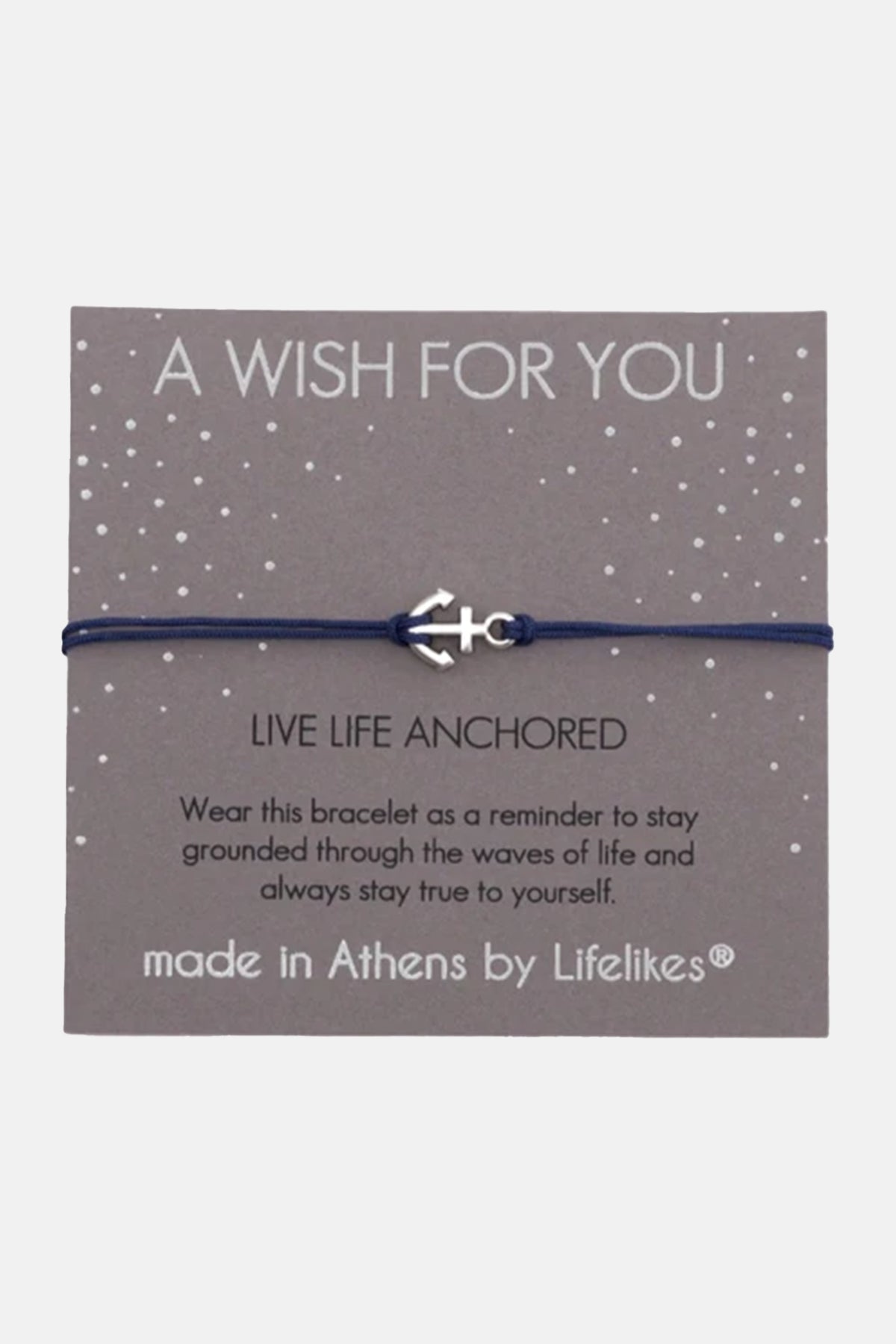 BRACELET "LIVE LIFE ANCHORED" SILVER/NAVY