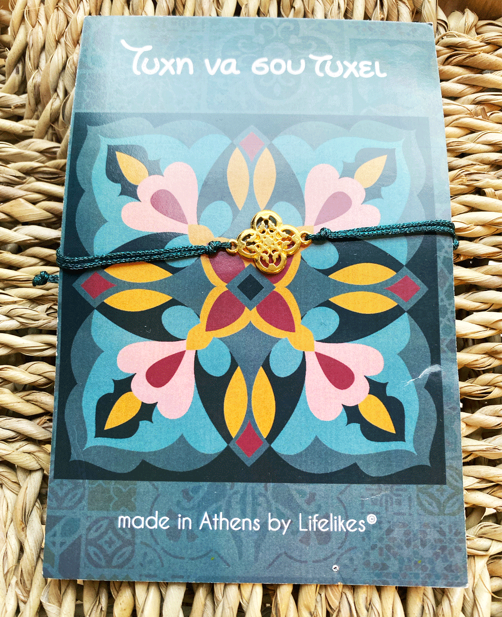 BRACELET " LUCKY FLOWER" GREEN GLITTER/GOLD