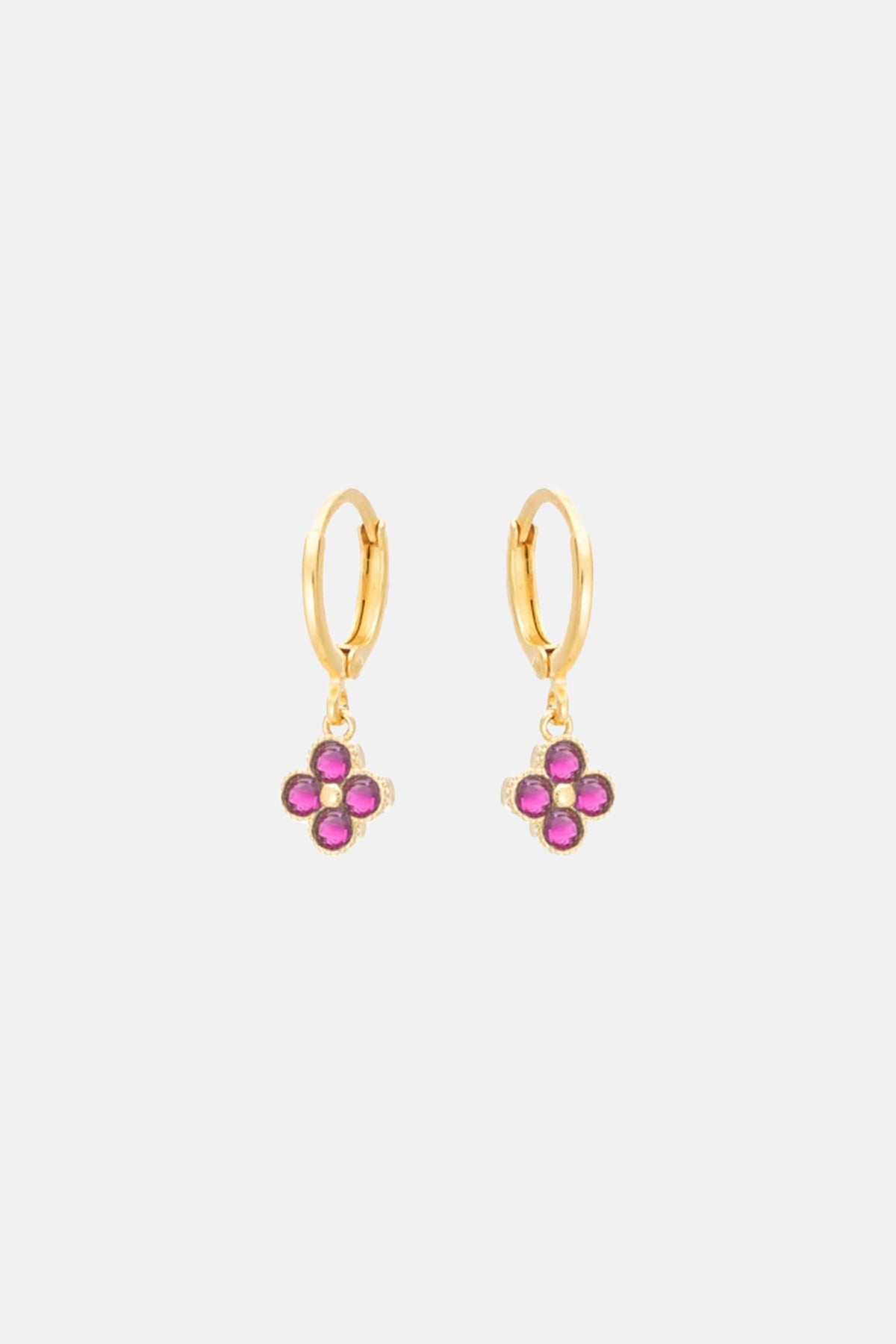 EARRINGS "FLOWER" GOLD/FUCHSIA