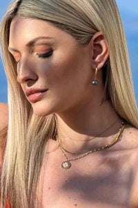 EARRINGS "HANGING PEARLS" PETROL