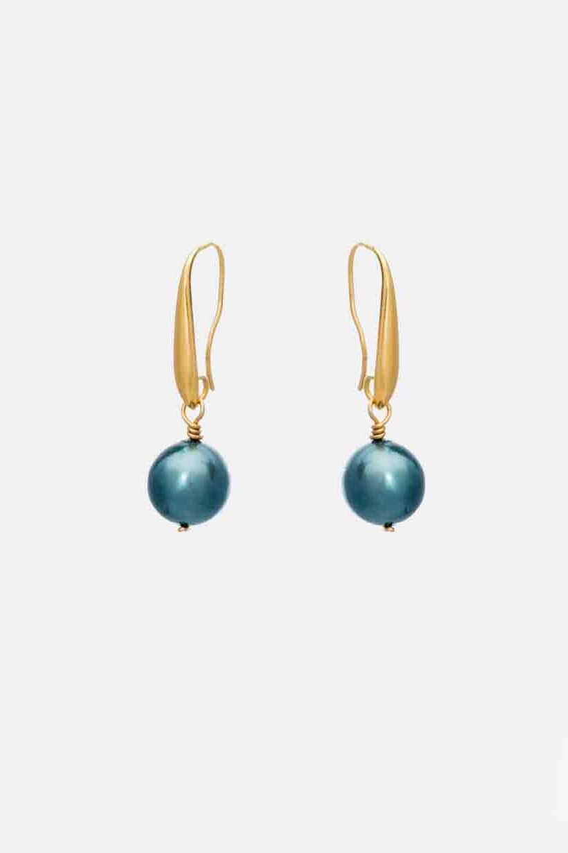 EARRINGS "HANGING PEARLS" PETROL