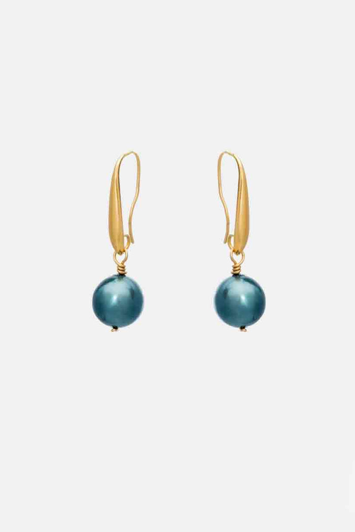 EARRINGS "HANGING PEARLS" PETROL