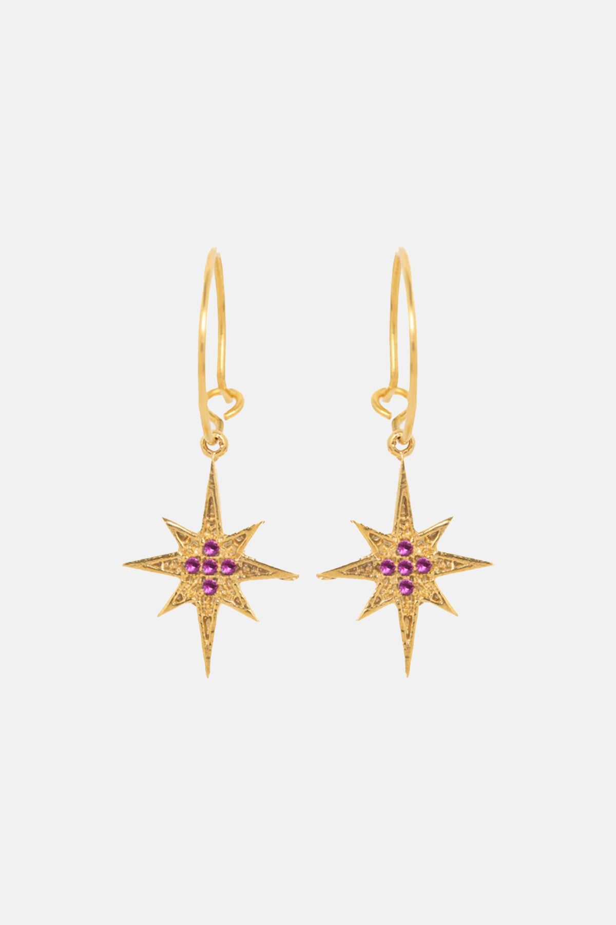 EARRINGS "NORTH STAR" GOLD/FUCHSIA