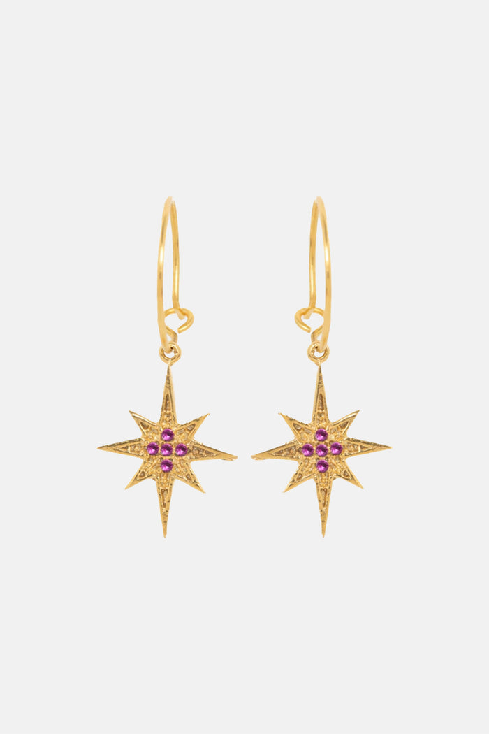EARRINGS "NORTH STAR" GOLD/FUCHSIA