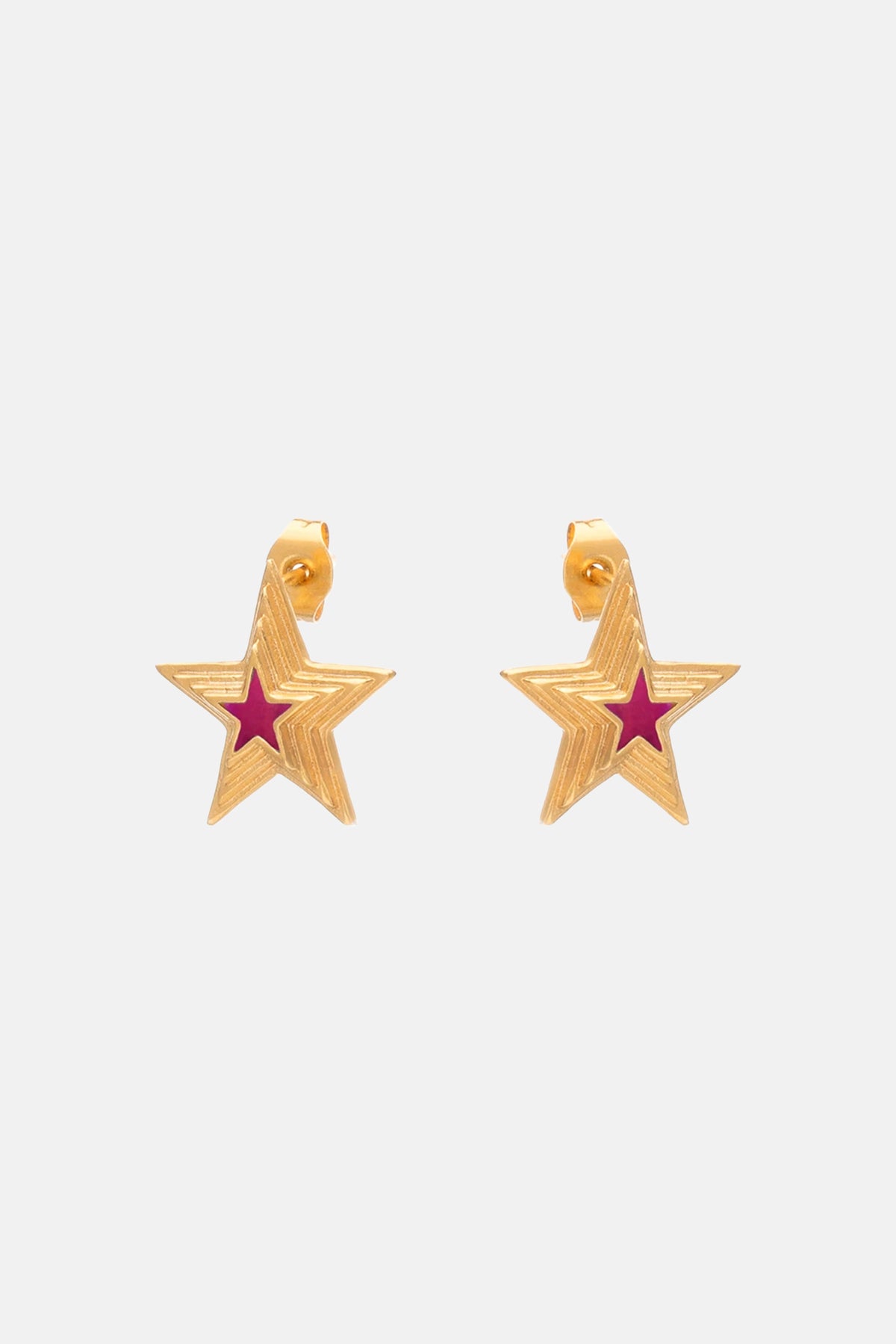 EARRINGS "RISING STAR" GOLD/FUCHSIA