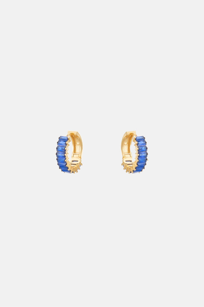 SMALL ZIRCONIA HOOPS "ELLE" GOLD/BLUE