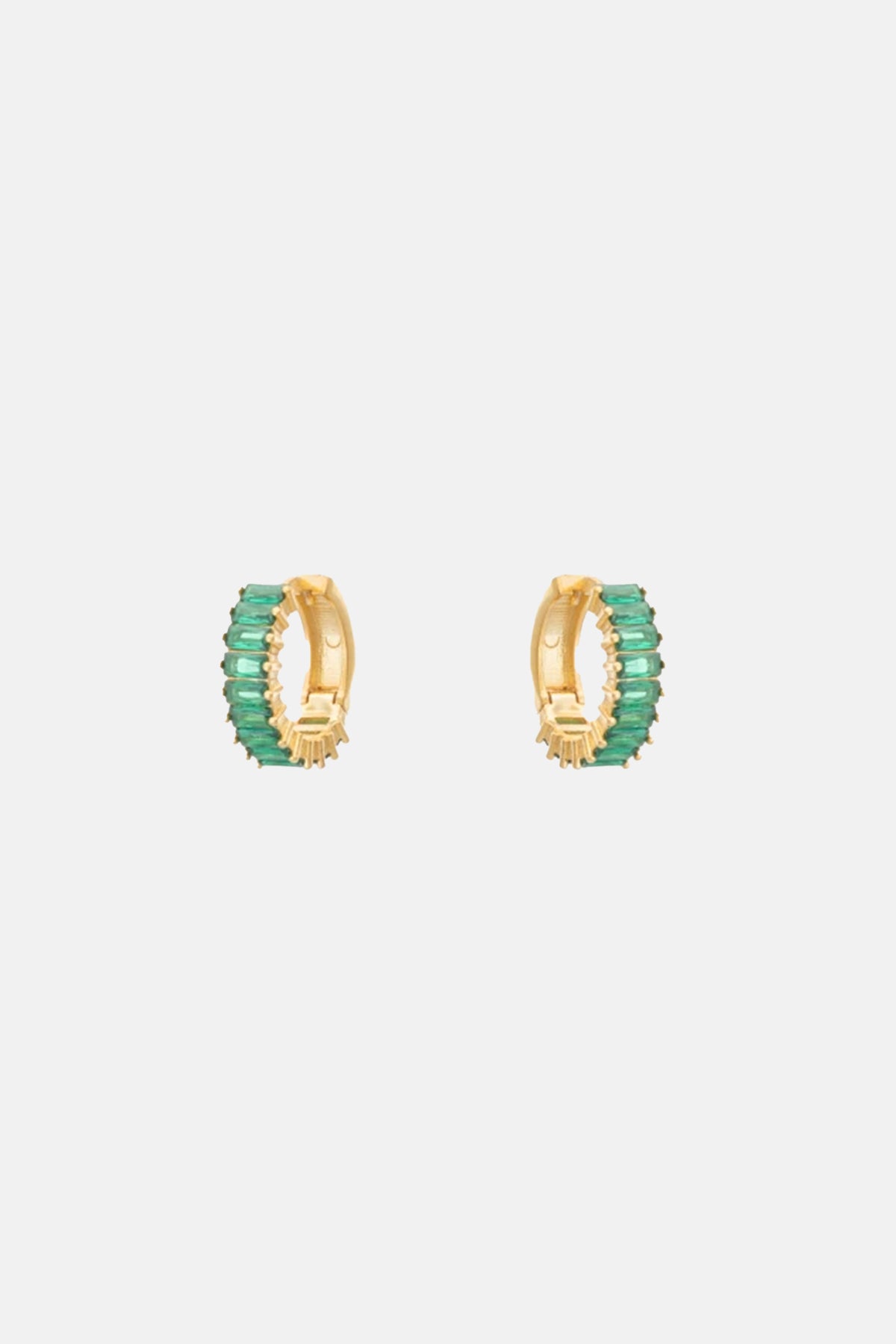 SMALL ZIRCONIA HOOPS "ELLE" GOLD/GREEN