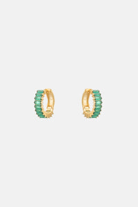 SMALL ZIRCONIA HOOPS "ELLE" GOLD/GREEN