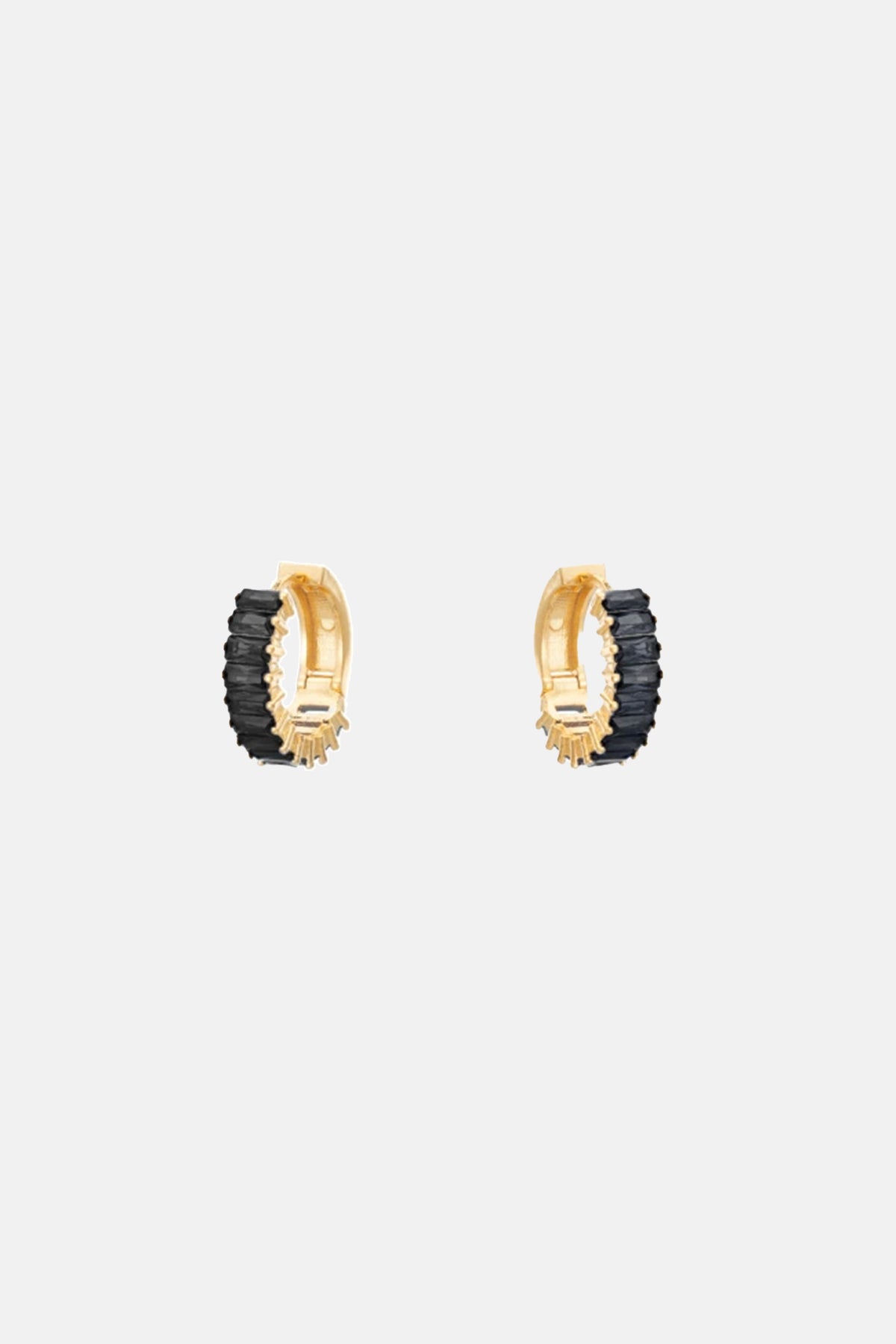 SMALL ZIRCONIA HOOPS "ELLE" GOLD/BLACK