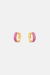 SMALL ZIRCONIA HOOPS "ELLE" GOLD/FUCHSIA