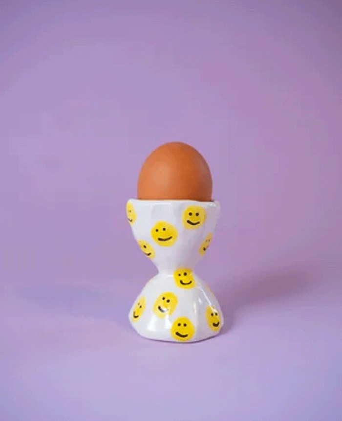 EGG CUP "SMILEY" WHITE/YELLOW