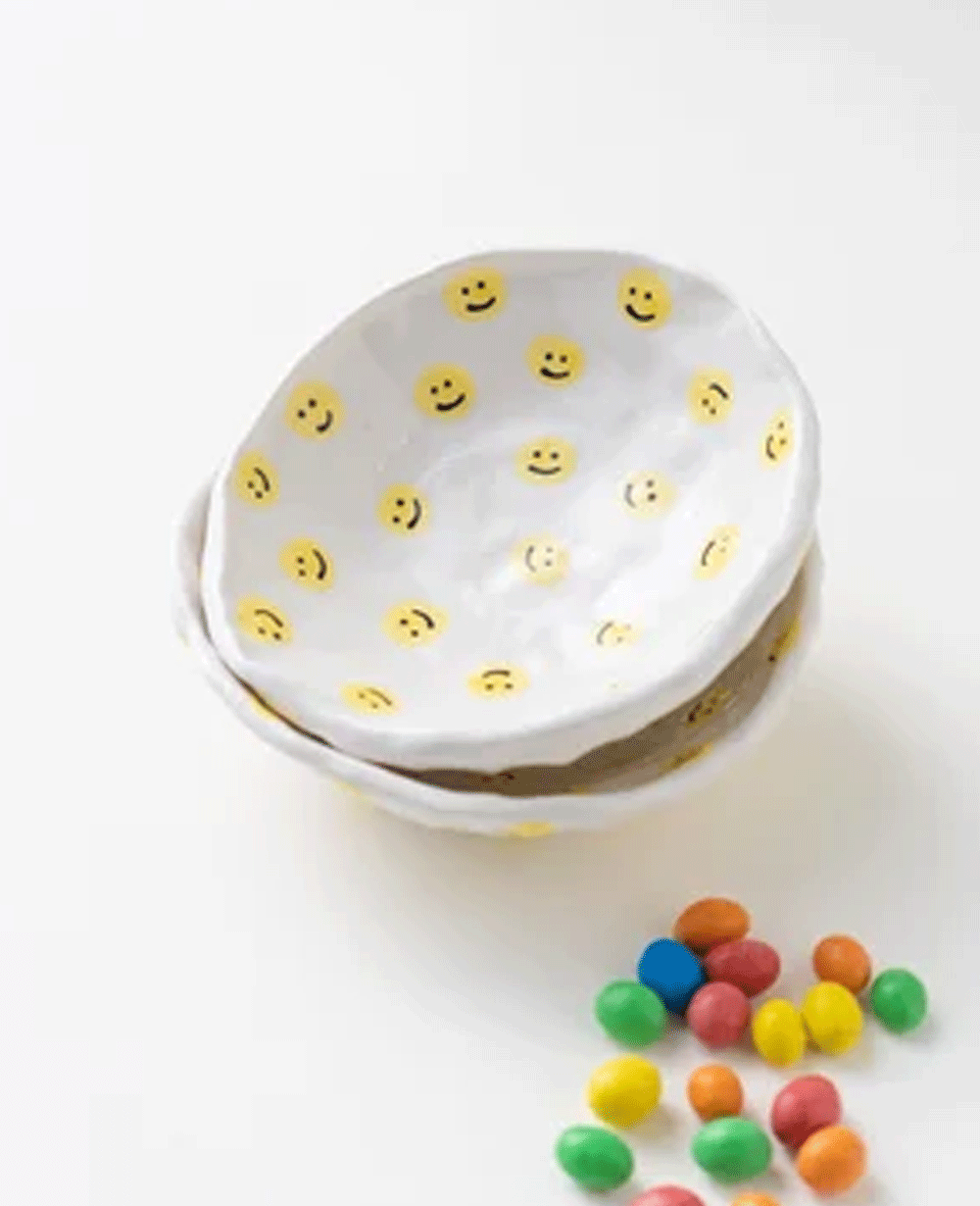 BOWL "SMILEY" WHITE/YELLOW