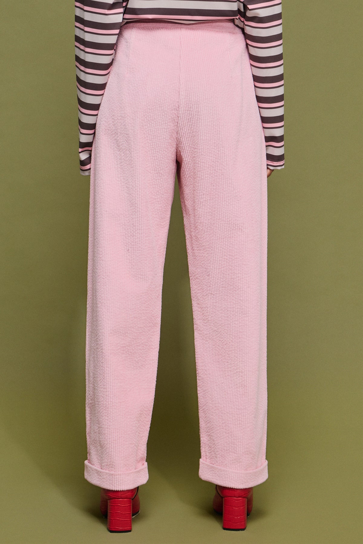 OVERSIZED COTTON CORDUROY PANTS PALE PINK