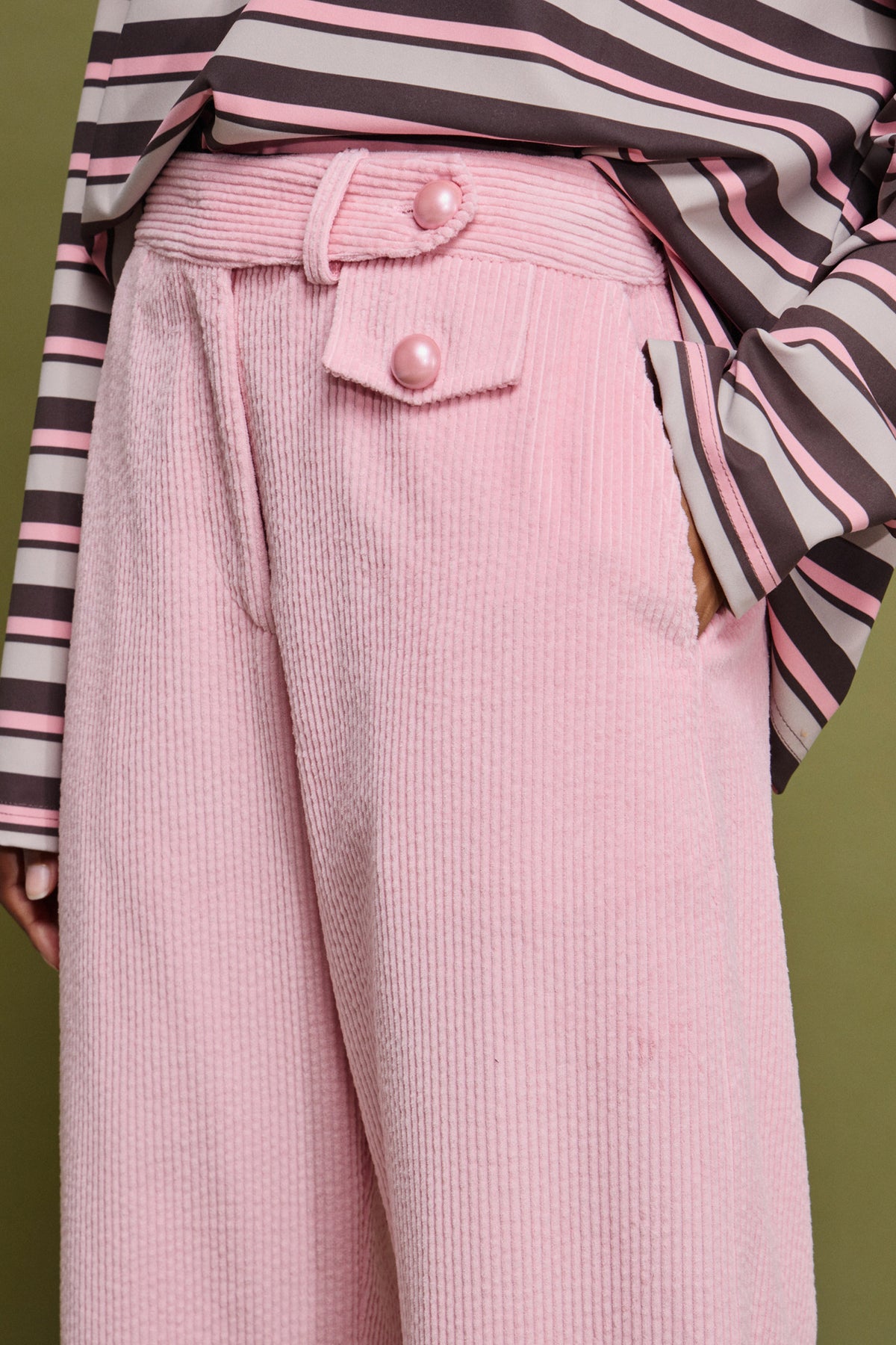 OVERSIZED COTTON CORDUROY PANTS PALE PINK