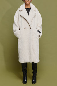 CURLY FAKE FUR COAT WITH LEO LINING