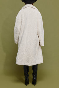 CURLY FAKE FUR COAT WITH LEO LINING