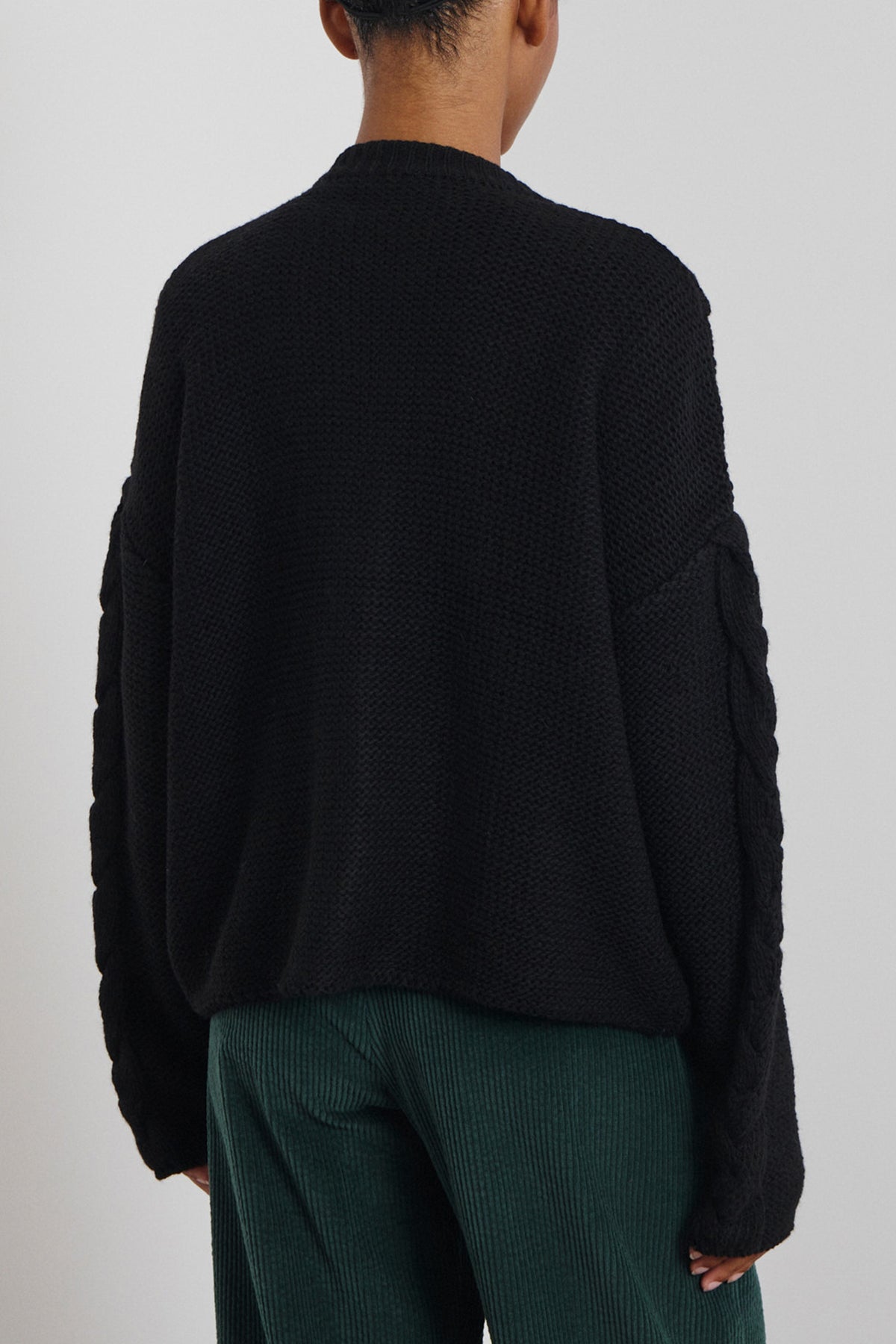 OVERSIZED KNIT CARDIGAN WITH JEWEL BUTTONS BLACK