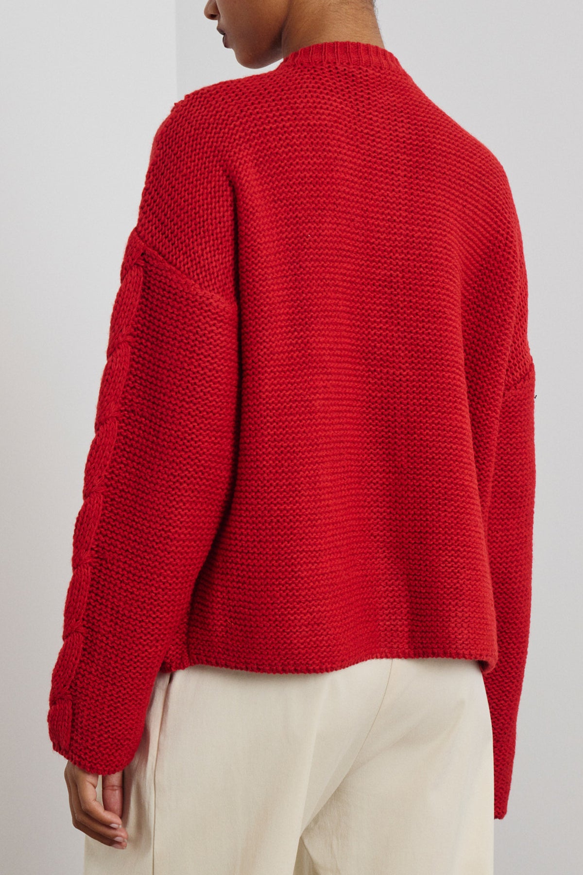 OVERSIZED KNIT CARDIGAN WITH JEWEL BUTTONS RED