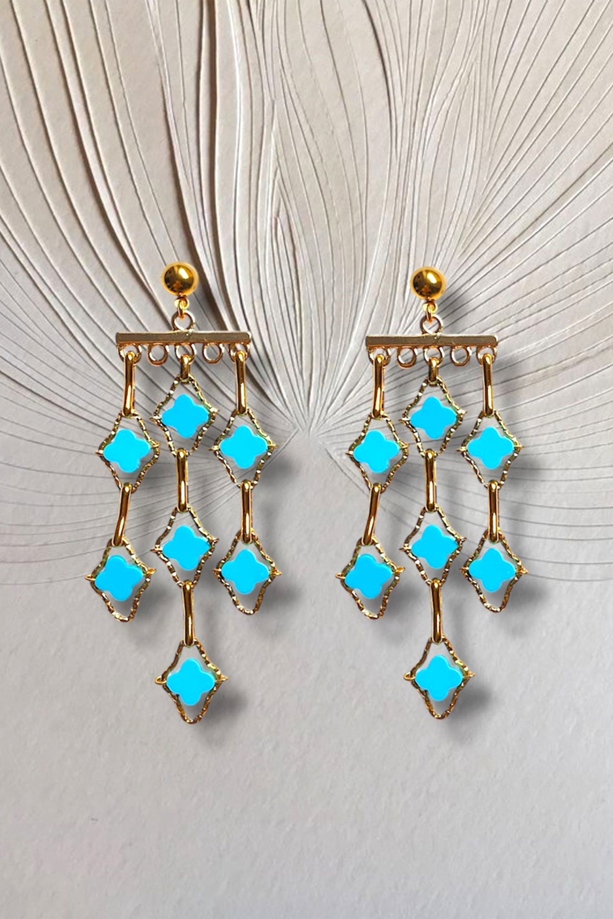CHANDELIER EARRINGS "ANELLES" GOLD/TURQUOISE
