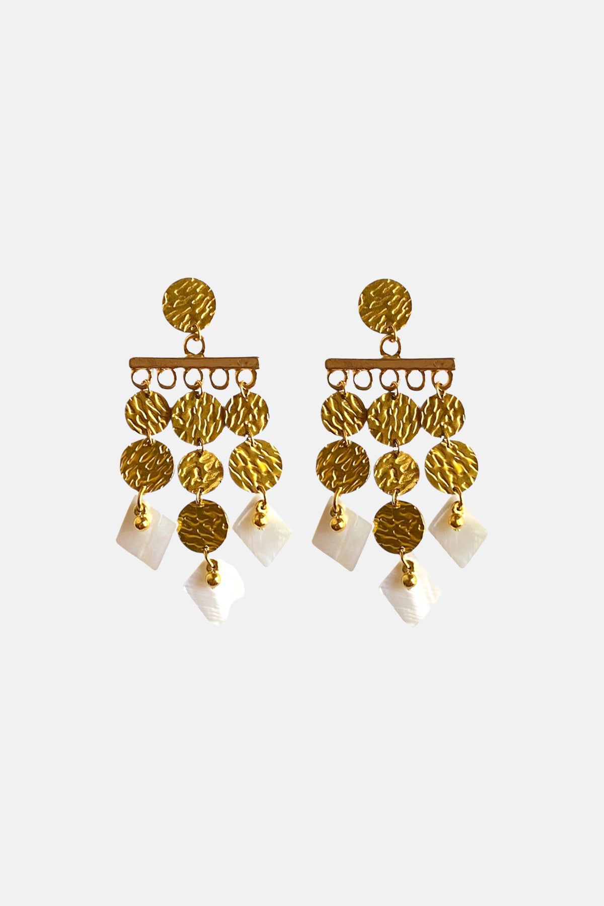 CHANDELIER EARRINGS "ANGELICA" GOLD/MOTHER OF PEARL