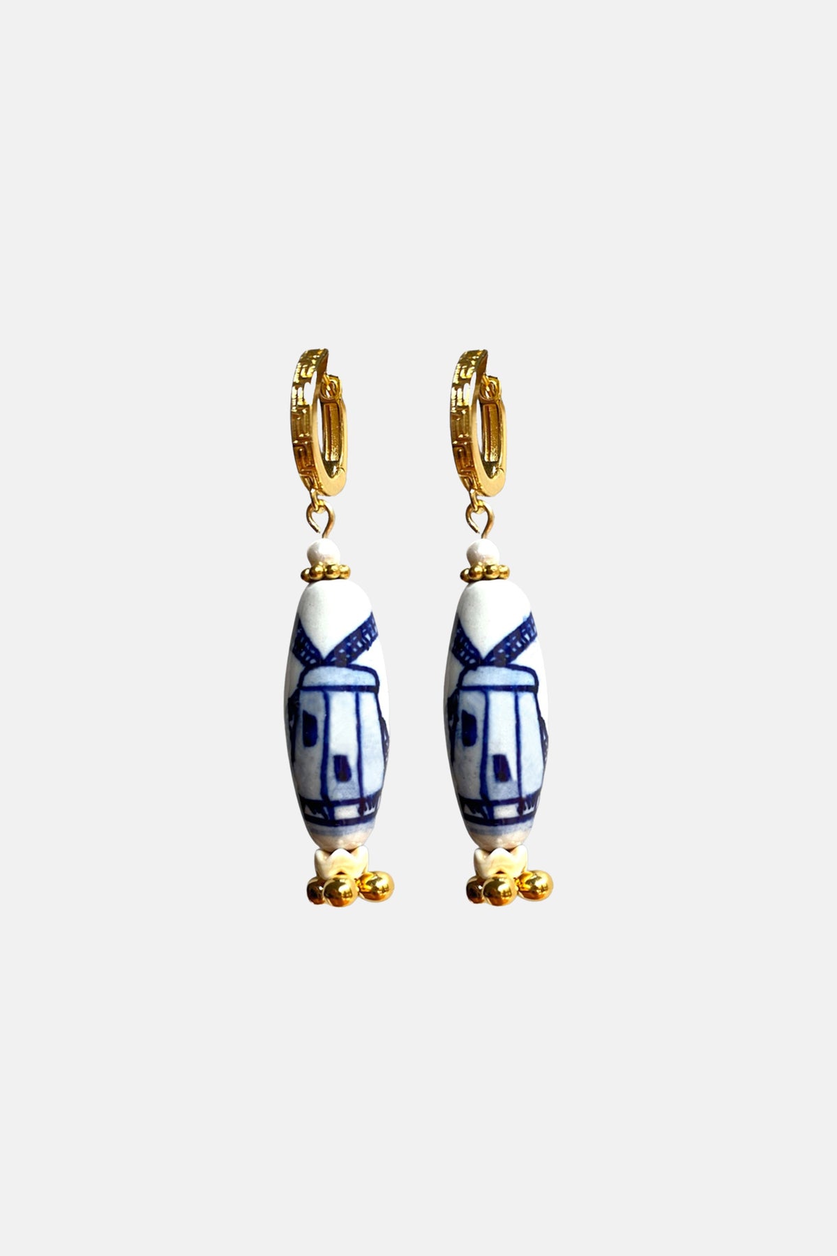 EARRINGS "CHORA" GOLD/WHITE/BLUE