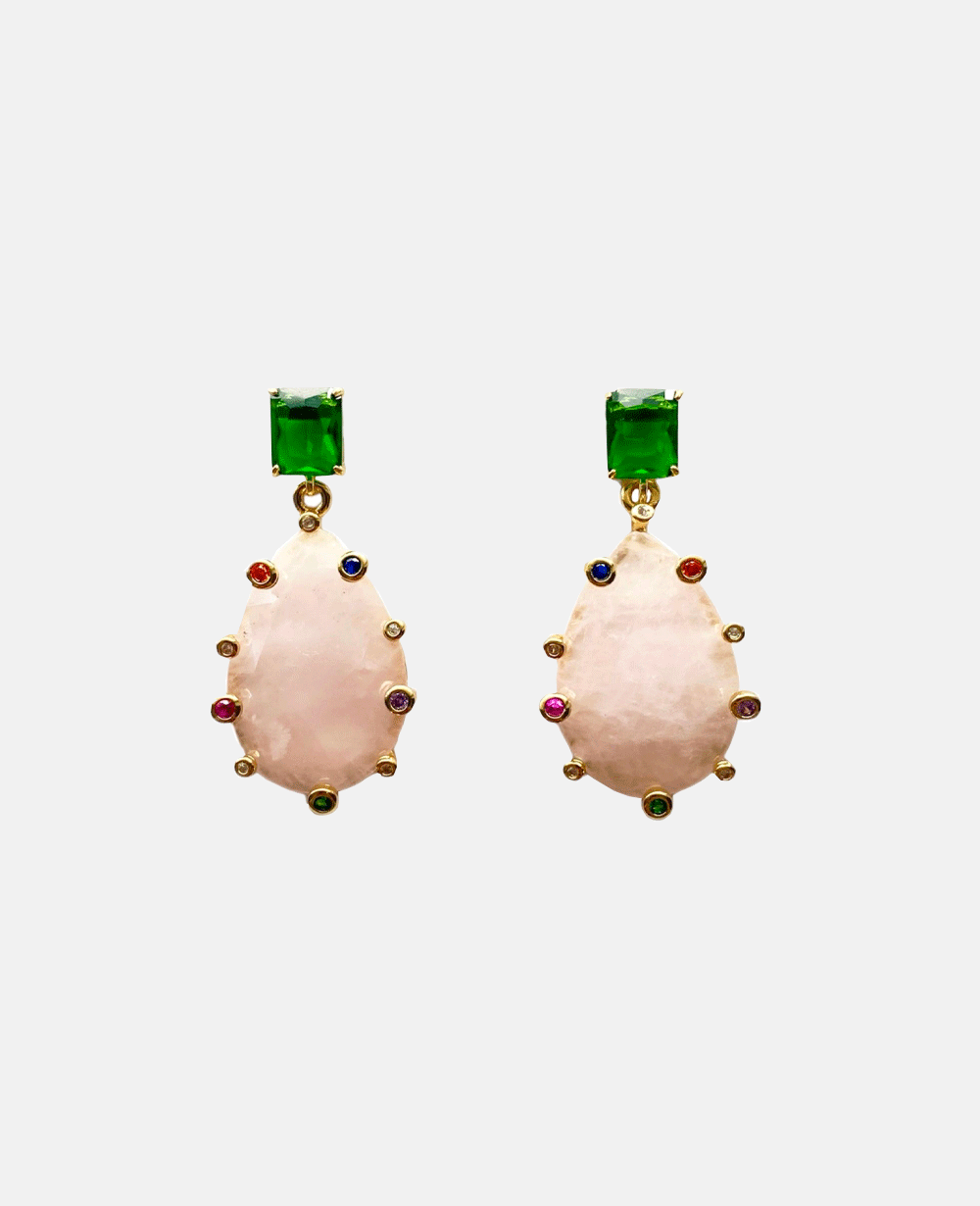 EARRINGS "QUARTZ" PINK/GREEN