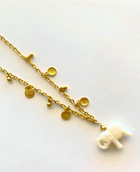 NECKLACE "ELEPHANT" GOLD/WHITE