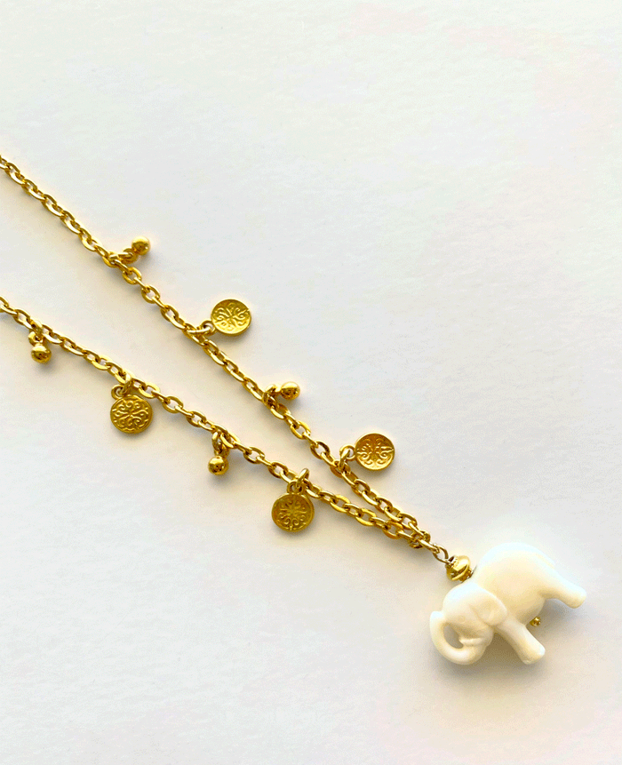 NECKLACE "ELEPHANT" GOLD/WHITE