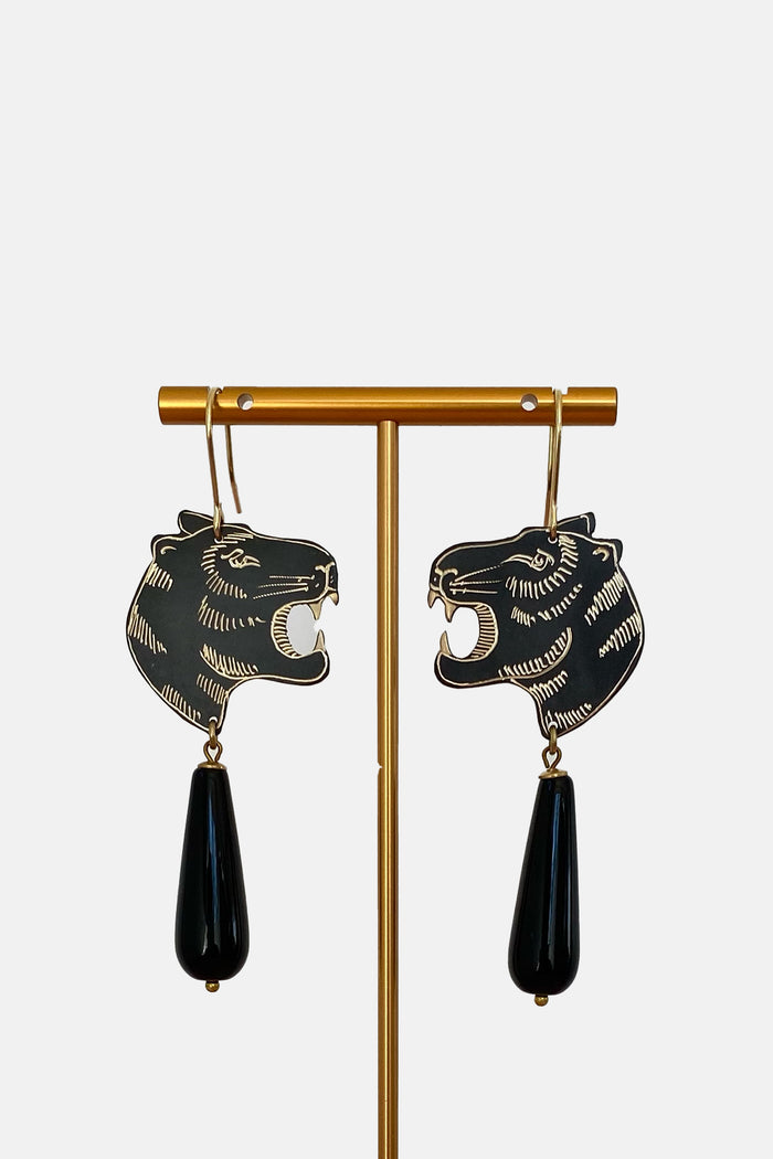 EARRINGS "TIGER LOVE" BLACK/GOLD