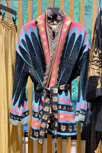 JACQUARD KIMONO JACKET "ILARIA" BLACK