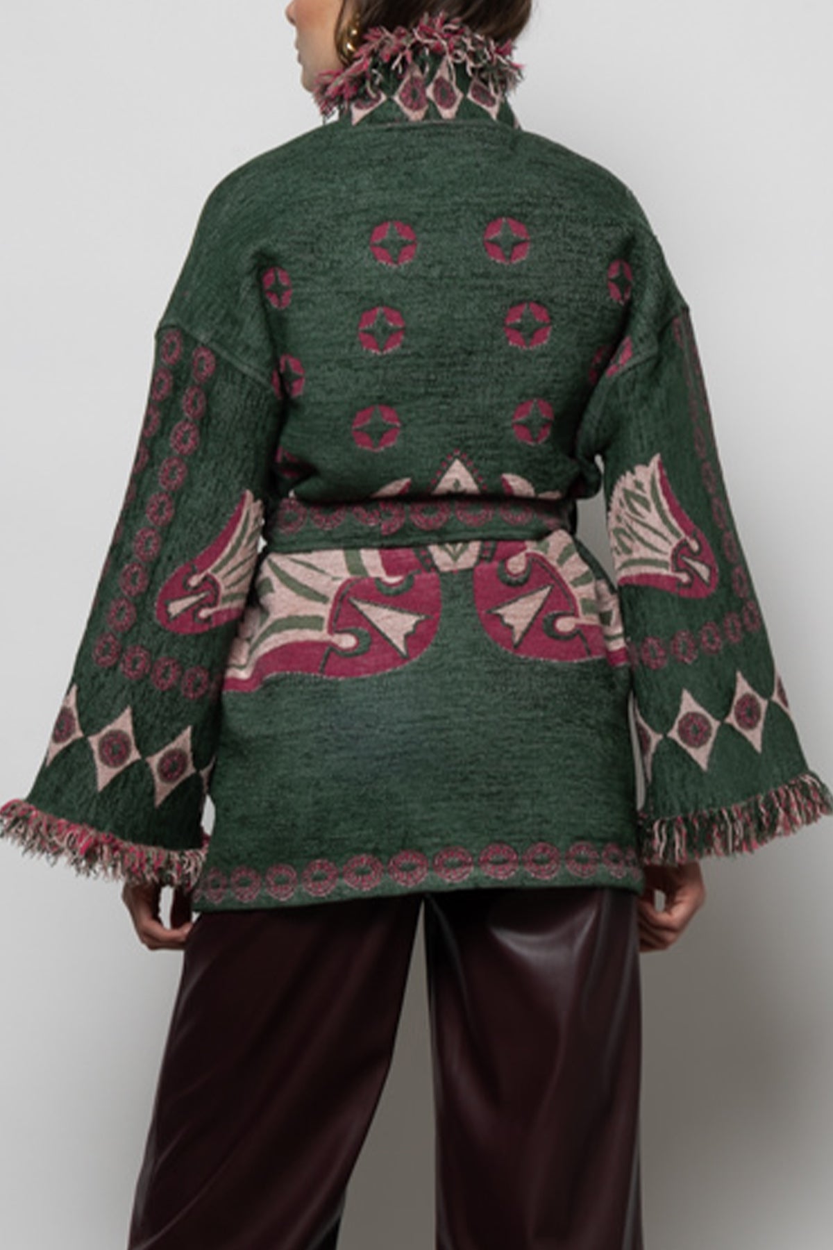 JACQUARD KIMONO JACKET "ELYNA" GREEN
