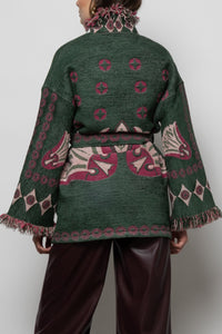 JACQUARD KIMONO JACKET "ELYNA" GREEN