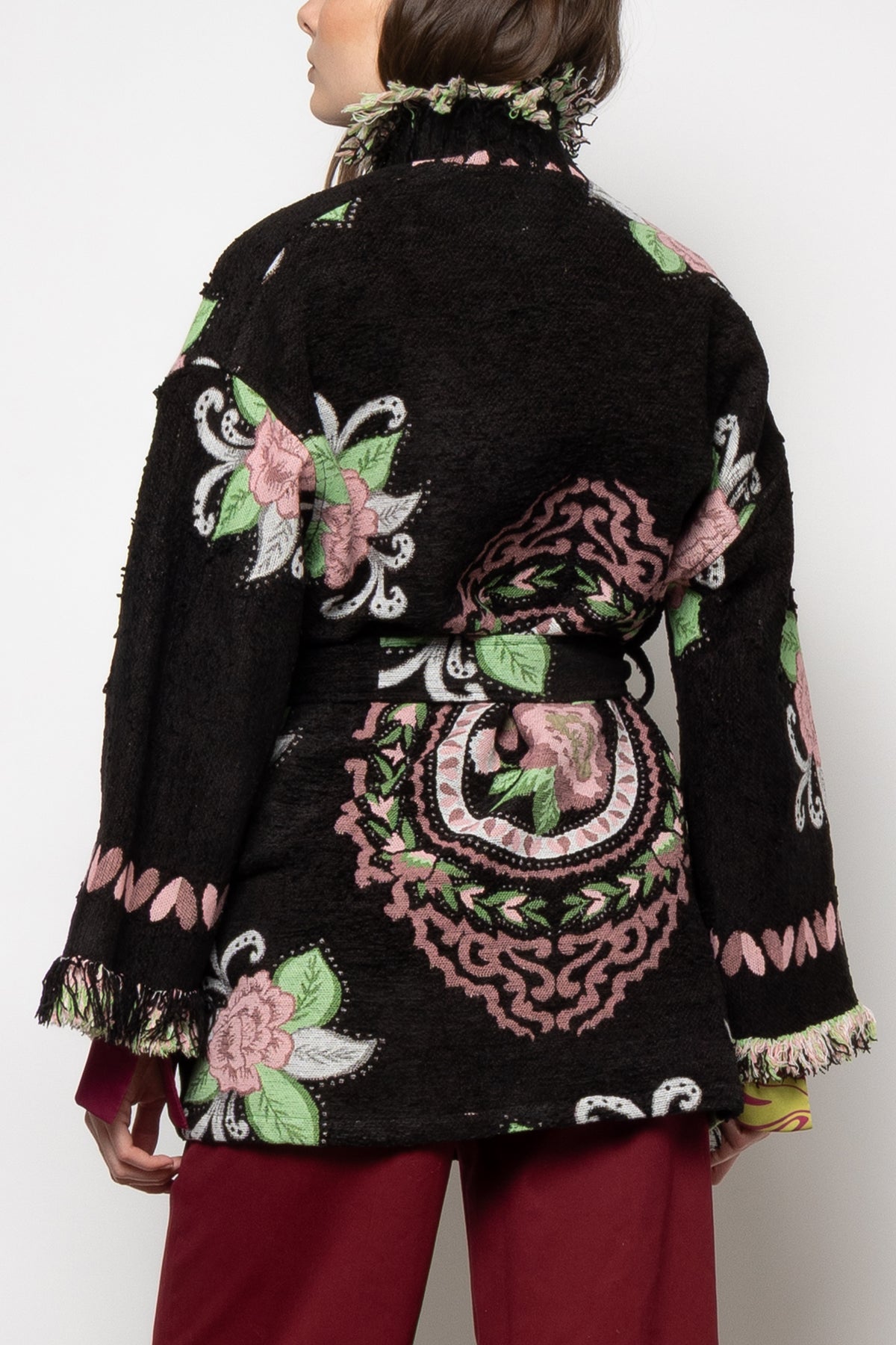 JACQUARD KIMONO JACKET "LYA" BLACK