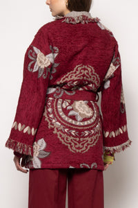 JACQUARD KIMONO JACKET "LYA" BORDEAUX