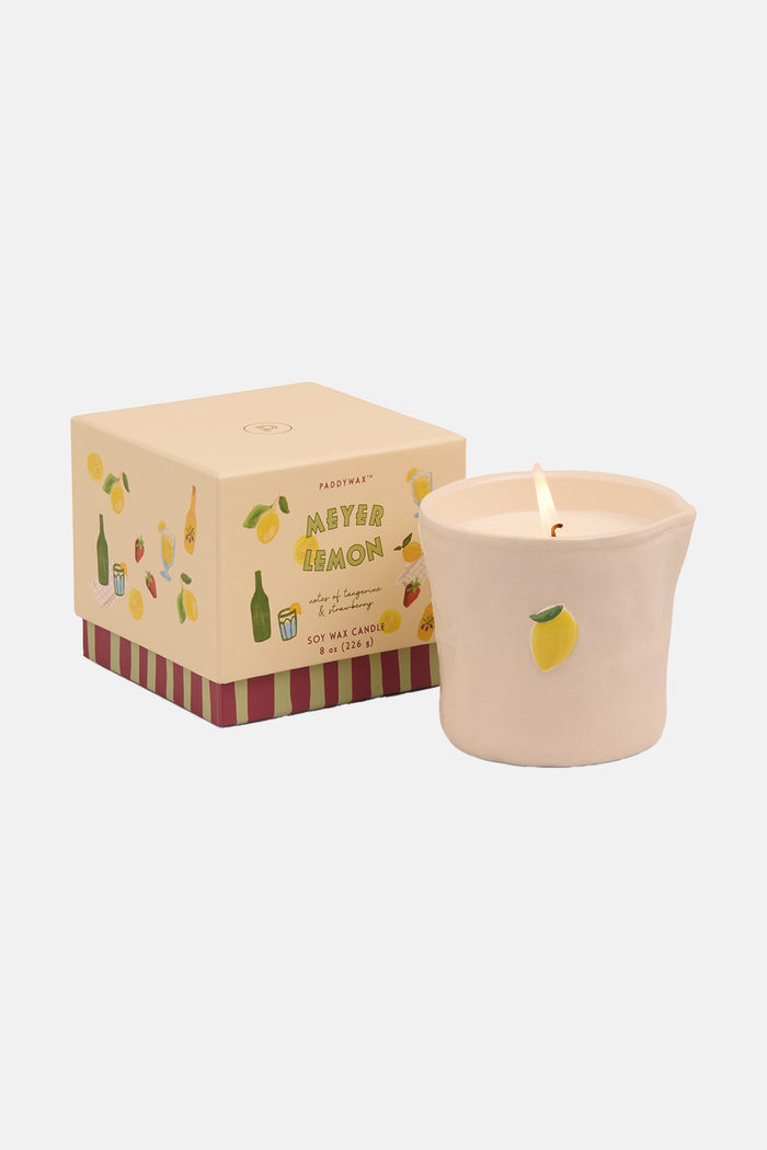 SCENTED CERAMIC CANDLE "LEMON“ WHITE/YELLOW