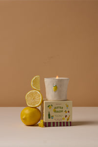 SCENTED CERAMIC CANDLE "LEMON“ WHITE/YELLOW